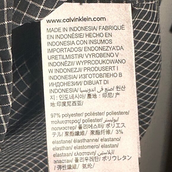 Calvin Klein Mens M Black White Check Plaid Long Sleeve Button-Up Dress Shirt - Picture 6 of 6